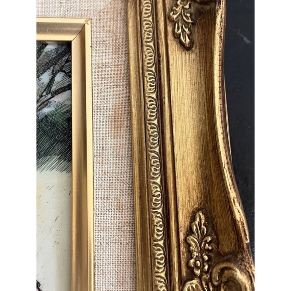 Ornate Framed Hand Painted MARVETTI Engraving Guild Signed Apple Picking Vtg - Picture 7 of 9